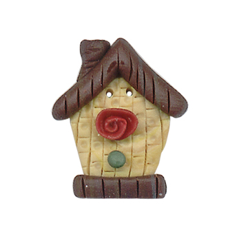 Button - Birdhouse With Rose MAIN