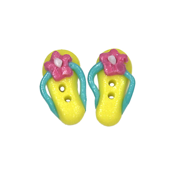 Button - Mini Yellow Flip Flops, set of 2 MAIN