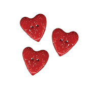 Button - Glossy Red Speckled Heart, Set of 3 THUMBNAIL