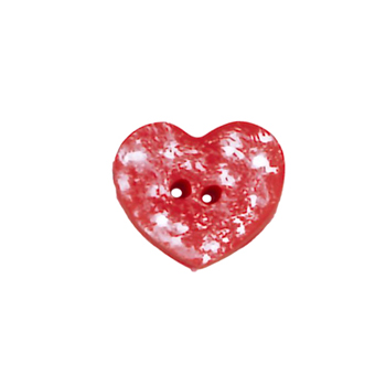Button - Red Speckled Heart, Medium (Rounded) MAIN
