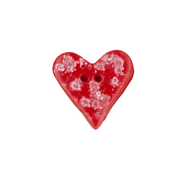 Button - Red Speckled Heart, Medium (Pointed) MAIN