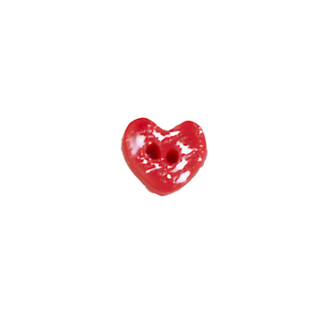 Button - Red Speckled Heart, Small (Rounded) MAIN