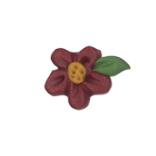 Button - Small Dark Red Flower Head w/ Leaf THUMBNAIL