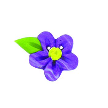 Button - Purple Marbled Flower Head w/ Leaf MAIN