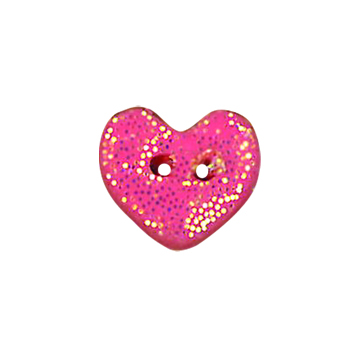 Button - Coral Sparkle Heart, Small MAIN