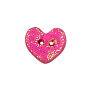 Button - Coral Sparkle Heart, Small THUMBNAIL