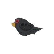 Button - Perched Black Left-Facing Bird, Small THUMBNAIL