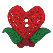 Button - Glitter Heart and Holly, Small Medium THUMBNAIL