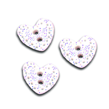 Button - Glitter Heart White, Small (Set of 3) MAIN