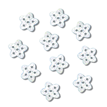 Button - White Disco Snowflake, Small (Set of 10) MAIN