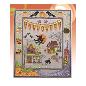 Book 518 Halloween Village Afghan SWATCH