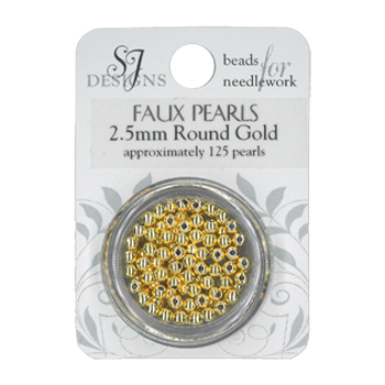 SJ Designs Faux Pearl 2.5mm Gold MAIN