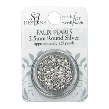 SJ Designs Faux Pearl 2.5mm Silver MAIN