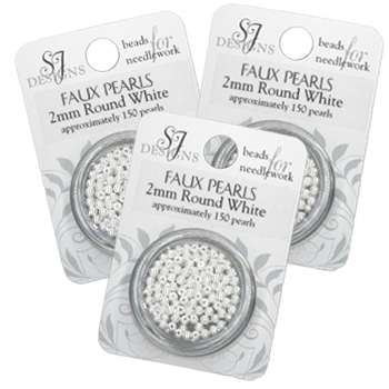 SJ Designs Faux Pearl 2mm White - 3 pkgs. MAIN