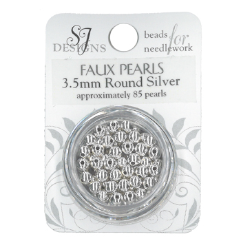SJ Designs Faux Pearl 3.5mm Silver MAIN