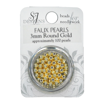 SJ Designs Faux Pearl 3mm Gold MAIN