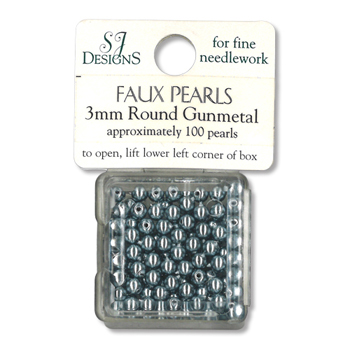 SJ Designs Faux Pearl 3mm Gunmetal MAIN