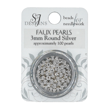 SJ Designs Faux Pearl 3mm Silver MAIN