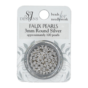 SJ Designs Faux Pearl 3mm Silver THUMBNAIL