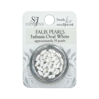 SJ Designs 3x6mm Oval White Pearls MAIN