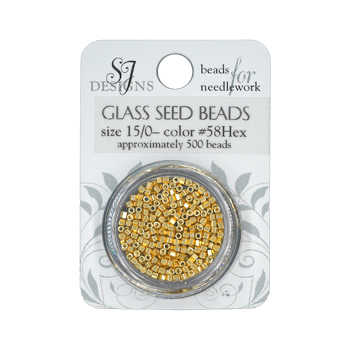 SJ Designs - 58H Gold Galvanized Hex 15/0 Glass Seed Beads (formerly 1858H - 14/0) MAIN