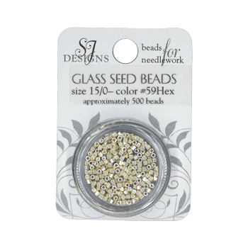 SJ Designs - 59 Silver Galvanized Hex-Cut 15/0 Glass Seed Beads MAIN
