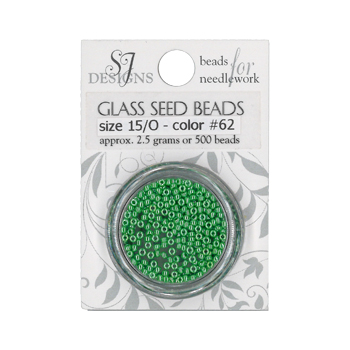 SJ Designs - 62 Med Leaf Green 15/0 Glass Seed Beads MAIN