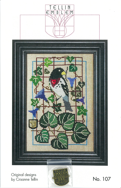 tellin emblem no.107 birdies & glories grosbeak cross stitch crisanne