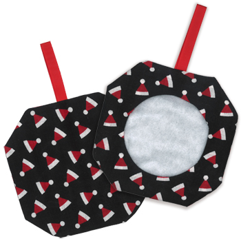 Octagonal Prefinished Christmas Ornament - Dark Fabric (Assorted Prints) MAIN