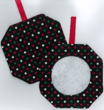 Octagonal Prefinished Christmas Ornament - Dark Fabric (Assorted Prints) MAIN