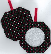 Octagonal Prefinished Christmas Ornament - Dark Fabric (Assorted Prints) THUMBNAIL