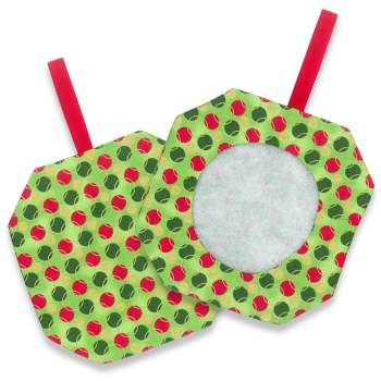 Octagonal Prefinished Christmas Ornament - Green Fabric (Assorted Prints) MAIN