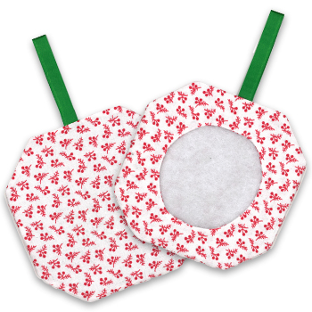 Octagonal Prefinished Christmas Ornament - Light Print Fabric MAIN