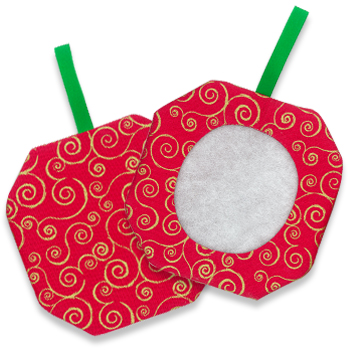 Octagonal Prefinished Christmas Ornament - Red Fabric (Assorted Prints) MAIN