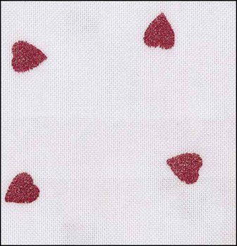 Fabric Flair White with Red Glitter Hearts 14ct Aida 18" x 27" MAIN