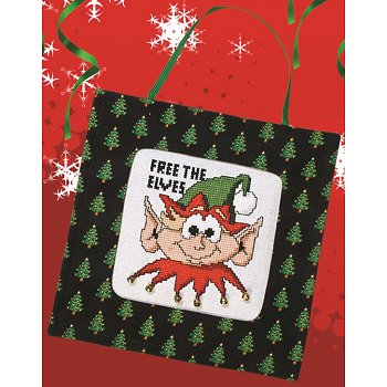 Stitch A Gift Banner - Black Christmas Trees MAIN