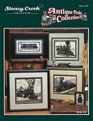 Cover photo of Stoney Creek Book 259 Antique Train Collection with cross stitched antique trains THUMBNAIL