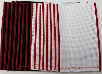 White & Black w/ Red Trim Christmas Stitch Band Scraps Grab Bag - 16 for $8.00 MAIN