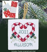 Christmas Pocket Ornaments - Candy Cane Heart THUMBNAIL