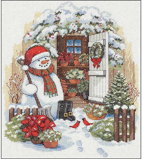 dimensions cross stitch dimensions garden shed snowman cross stitch