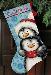 Dimensions Needlepoint Kit - Hugging Penguins Stocking MAIN
