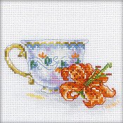 RTO Cross Stitch Kit - Miniature Lily Cup Tea Party THUMBNAIL