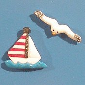 Magnets - Snowmen of the Month - August Sailboat & Seagull MAIN