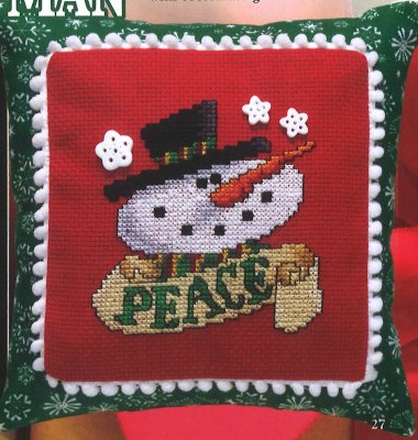 Prefinished Pillow Sham - 28ct Cashel Linen - Christmas Green Snowflakes MAIN