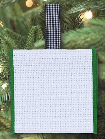Banded Ornament - 14ct White Aida w/ Green Trim MAIN