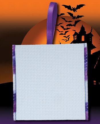 Banded Ornament - 14ct White Aida w/ Variegated Purple Trim MAIN
