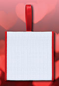 Banded Ornament - 14ct White Aida w/ Red Trim (Red Ribbon) THUMBNAIL