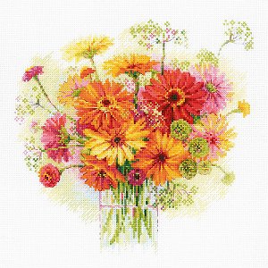 Riolis Cross Stitch Kit - Watercolor Gerberas MAIN