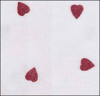 Fabric Flair White with Red Glitter Hearts 28ct Evenweave 18" x 27" MAIN