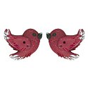 Button - Dark Red Birds (pair-S) MAIN